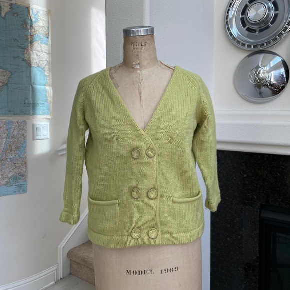 Vintage 1960s Puccini knits sweater green wool - Picture 1 of 5